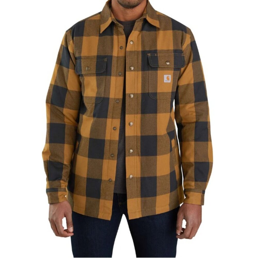 Carhartt Relaxed Fit Heavyweight Flannel Sherpa Lined Shirt Jacket Mens Large